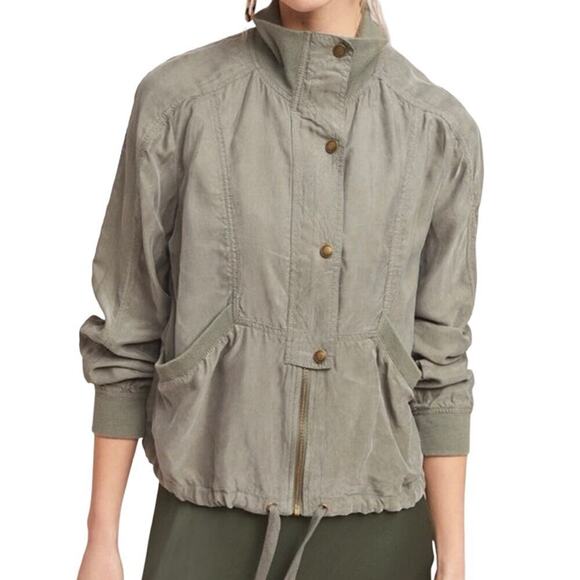 Marrakech ANTHROPOLOGIE Draped Jacket Dusty Olive Army Green - Sz Small - Picture 1 of 6